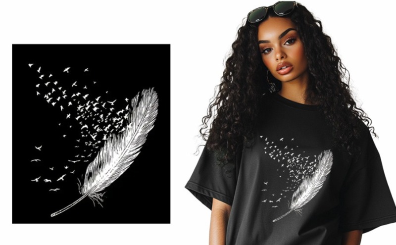 Embroidery Craft - Colorful Feather Bohemian Iron On Heat