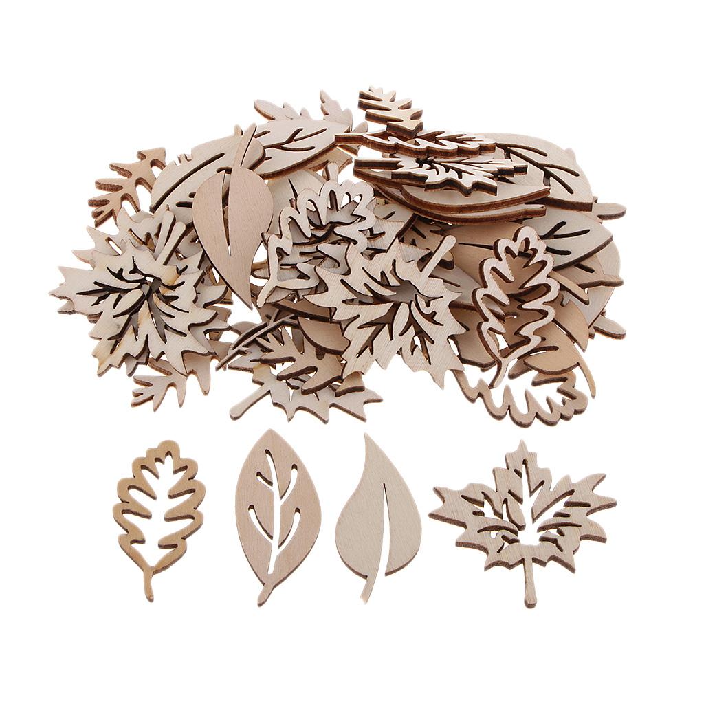 50 Pieces Wooden Leaves Embell - Christmas Craft Embellishment ulasan dan harga