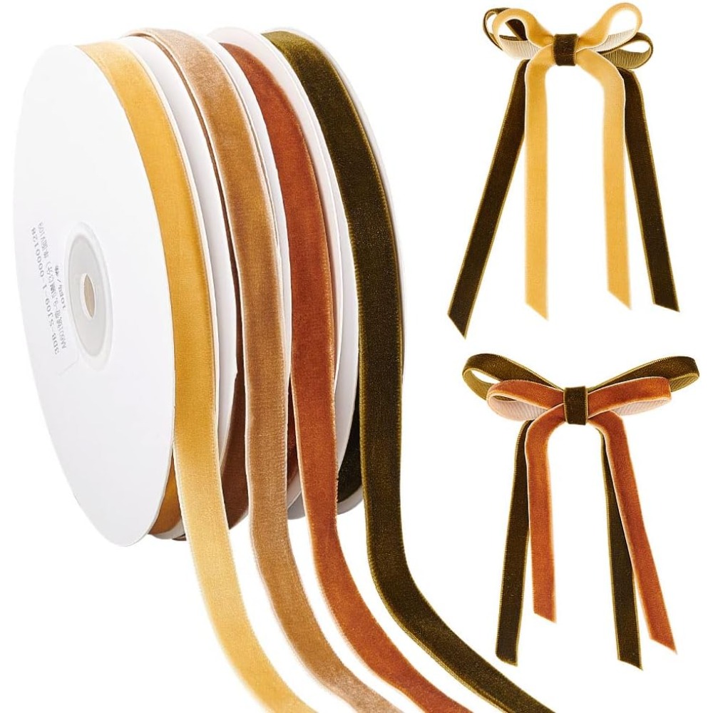 4 Rolls 4 Colors Single Face V - Velvet Ribbon Roll ulasan dan harga