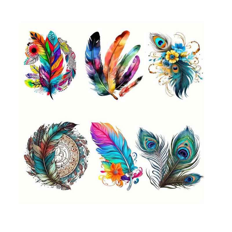 Colorful Feather Bohemian Iron - Embroidery Craft ulasan dan harga
