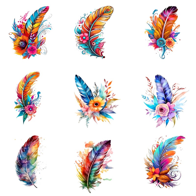 Colorful Feather Bohemian Iron - Embroidery Craft ulasan dan harga