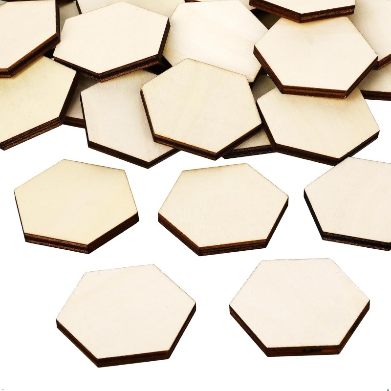 50PCS 4CM Unfinished Wood Hexa - Craft Embellishment ulasan dan harga