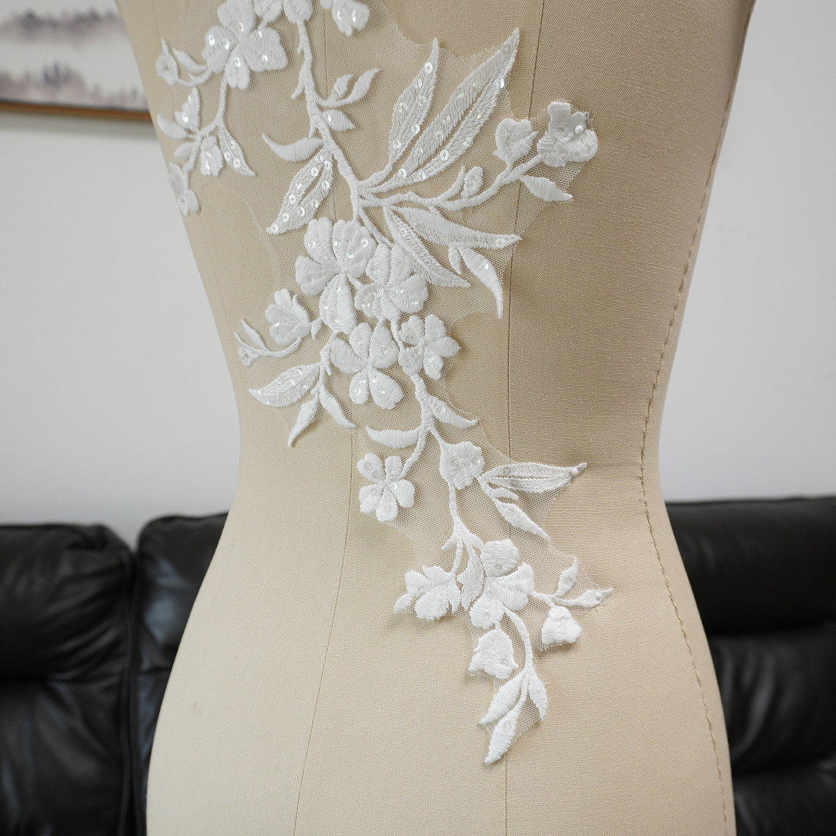 White Floral Leaf Sequins Appl - Craft Embellishment ulasan dan harga